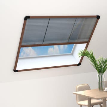 vidaXL Raamhor plissé 120x120 cm aluminium bruin, Verzenden