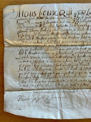 [King Charles 11 - era] - 17th Century Jersey Contrat de