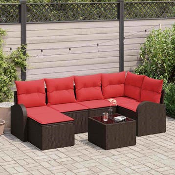 vidaXL Tuinbank Set 7 st Bruin [Synthetisch]: Poly Riet, Verzenden, Nieuw