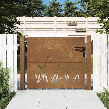 vidaXL Poort grasontwerp 100x75 cm cortenstaal, Tuin en Terras, Tuinpoorten, Verzenden, Nieuw