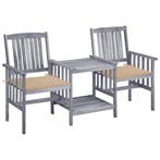 vidaXL Tuinstoelen met tafeltje en kussens massief, Tuin en Terras, Verzenden, Nieuw