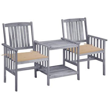 vidaXL Tuinstoelen met tafeltje en kussens massief, Verzenden, Nieuw