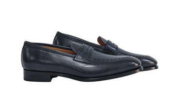 TESTONI - 8 UK - 42 IT - Loafer Antique Lux Calf Indigo -, Nieuw
