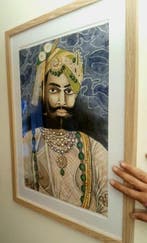 Portret van Prins Rajasthan Pendjab 56 cm x 40 cm - India -