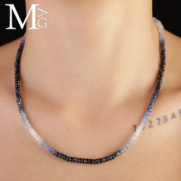 Sri Lanka saffiermonster - Jeans Blauwe Saffier Ketting –
