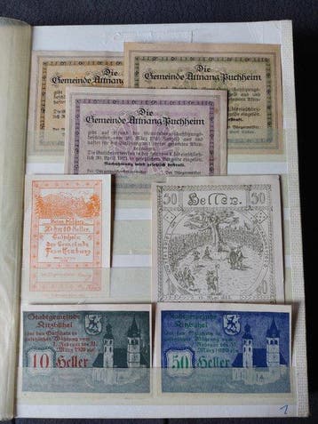 Oostenrijk. - 129 Notgeldscheine im Album Heller 1920s