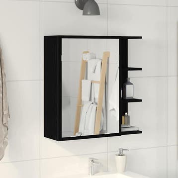 vidaXL Badkamerspiegelkast Zwart Eiken 62,5 x 20,5 x 64 cm, Verzenden