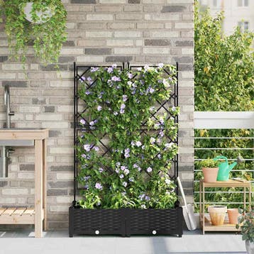 vidaXL Plantenbak 2 st Zwart 80 x 40 x 125,5 cm PP, Verzenden, Nieuw