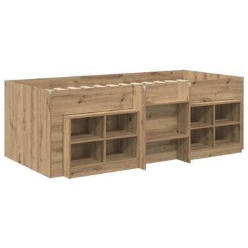 vidaXL Loft Bed Frame met Kast 3 st Artisanaal eiken Bewerkt, Verzenden, Nieuw