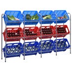 vidaXL Opbergrek voor 12 kratten 190x33x116 cm staal, Verzenden