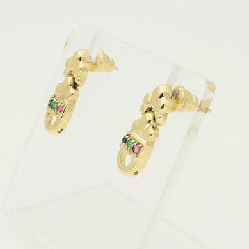 Boucles doreilles - 14 carats Or jaune - Rubis. Saphir.