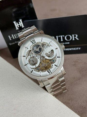 Heritor - Aries Skeleton Dial - Silver/White - Sans prix de, Nieuw