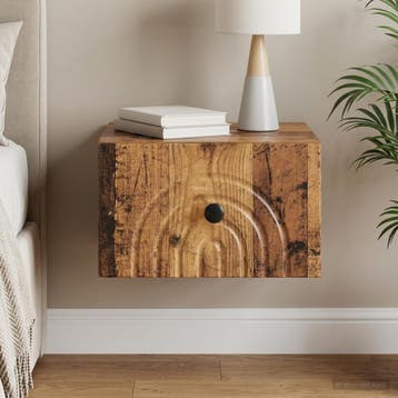 vidaXL Muurbevestigde Nachttafel met lade Oud hout 33 x 34,5, Huis en Inrichting, Verzenden, Nieuw