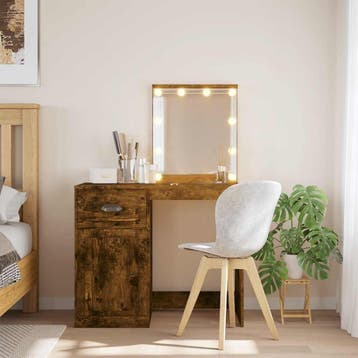 vidaXL Kaptafel met LED-verlichting 90x42x132,5 cm gerookt, Verzenden