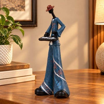 Beeldje - Abstract Keyboard Player Sculpture - Hars