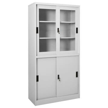 vidaXL Kantoorkast met schuifdeuren 90x40x180 cm staal, Verzenden