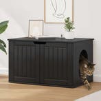 vidaXL Kattenhuis Zwart 85 x 55 x 50,5 cm Bewerkt hout, Dieren en Toebehoren, Katten-accessoires, Verzenden, Nieuw