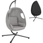 tectake Hangstoel Anika met frame en kussen 160 kg - lichtgr, Tuin en Terras, Verzenden, Nieuw