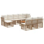 vidaXL Buiten bank set 11 pcs Natuurlijk en Crème Wit, Verzenden, Nieuw