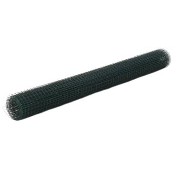 vidaXL Kippengaas 25x1,5 m staal met PVC coating groen, Verzenden, Nieuw