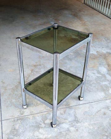 Trolley - Metaal - Gerookt glas uit de jaren ’70