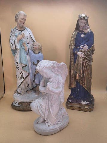 Lot de 3 statues religieuses en plâtre (3) - Plâtre - 20th