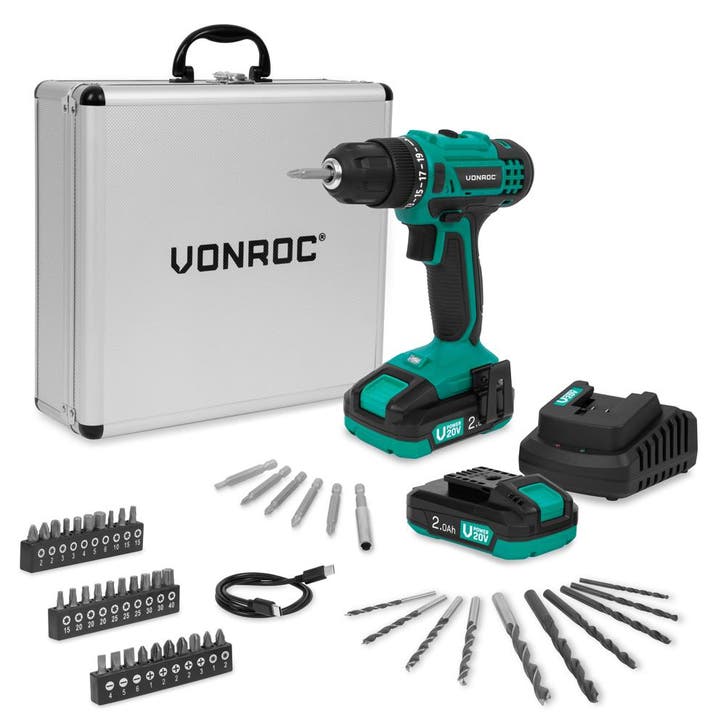 Accuboormachine 20V | Incl. 2x 2.0Ah accu, snellader en 46, Doe-het-zelf en Bouw, Gereedschap | Boormachines, Nieuw, Verzenden