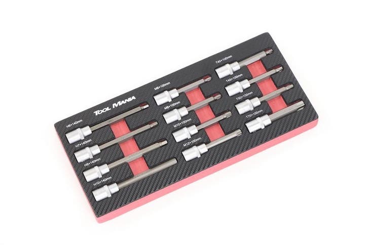 TM 12 Delige Rib , Inbus , Torx 1/2 doppenset foam carbon, Auto diversen, Autogereedschap, Verzenden