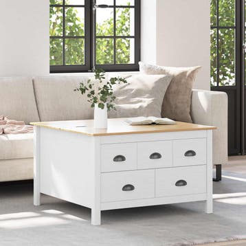 vidaXL Salontafel met lade HILL Wit en honingbruin 79,5 x, Verzenden, Nieuw