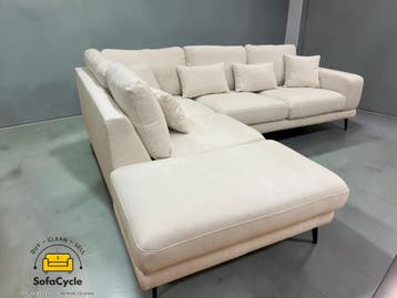 Luton hoekzetel wit in stof, hoek L – overstock, Verzenden
