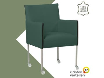 Leren eetkamerstoel More - Toledo Forrest (groen) - Poten, Huis en Inrichting, Overige kleuren, Bohemian, Industrieel, Modern, Scandinavisch