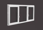 PVC vast-draaikiep-vast b250xh110 cm Wit intrek, Gevelraam of Ruit, 120 tot 160 cm, Nieuw, Ophalen of Verzenden