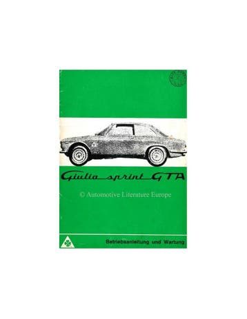 1965 ALFA ROMEO GIULIA SPRINT GTA INSTRUCTIEBOEKJE DUITS