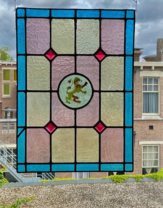 Glas-in-loodraam - 1930-1940, Antiek en Kunst, Kunst | Designobjecten