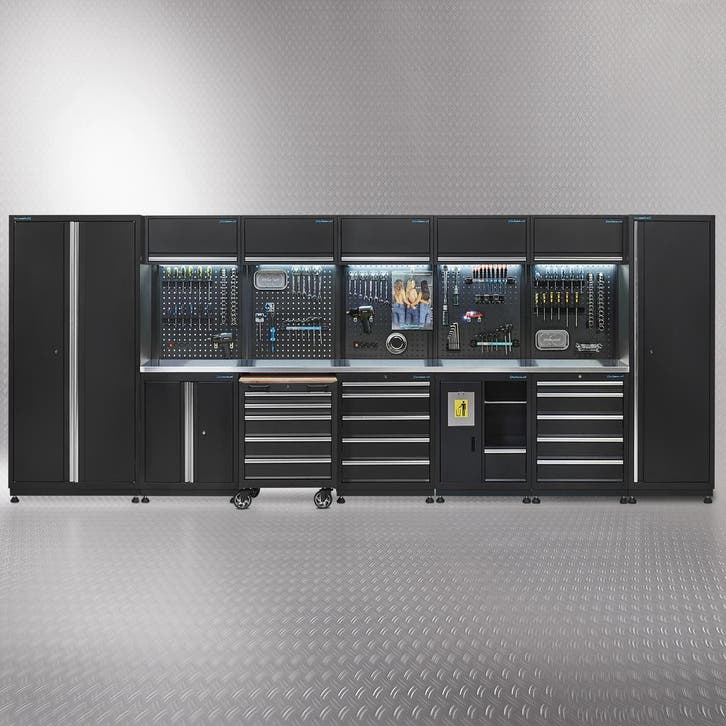 Datona Werkplaatsinrichting PREMIUM met RVS werkblad 500 cm, Bricolage & Construction, Établis, Enlèvement ou Envoi