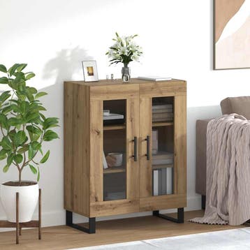 vidaXL Dressoir Artisan Eiken 69,5 x 34 x 90 cm Bewerkt hout, Verzenden