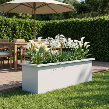 vidaXL Tuinplantenbak met led Wit 30 x 100 x 30 cm Staal, Verzenden, Nieuw