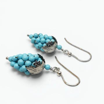 Turquoise - Argento 925 - Oorbellen - oorbellen met trosjes