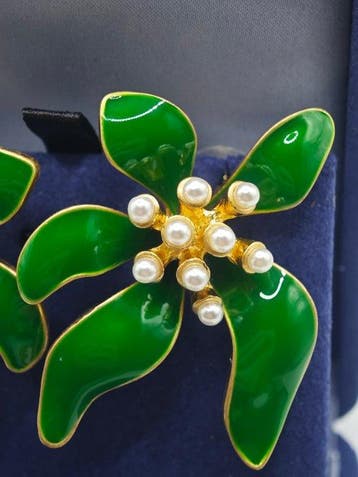 Oscar De La Renta - Plaqué or, émail, plaqué or - Boucles