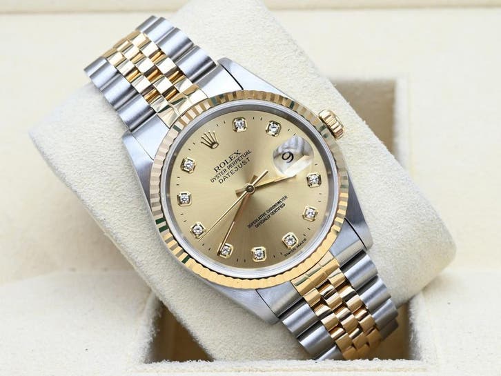 Rolex Datejust Ref. 16233 Year 1995 (Box & Papers), Handtassen en Accessoires, Horloges | Heren, Goud, Zo goed als nieuw, Goud