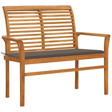 vidaXL Tuinbank met taupe kussen 112 cm massief teakhout, Verzenden