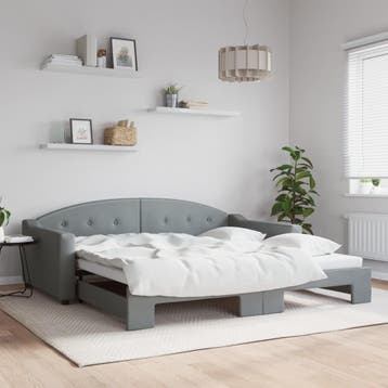 vidaXL Slaapbank met onderschuifbed 100x200 cm stof, Verzenden