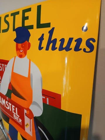 Amstel Bier - Grand panneau publicitaire émaillé Amstel Bier