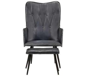 Fauteuil met voetenbank | Tweede kansje | OP = OP, Verzenden, Minder dan 75 cm, Nieuw, Leer