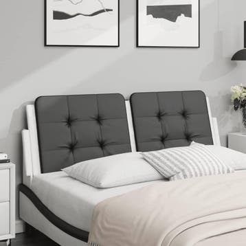 vidaXL Hoofdbordkussen Zadar 140 cm kunstleer zwart en wit, Verzenden, Nieuw