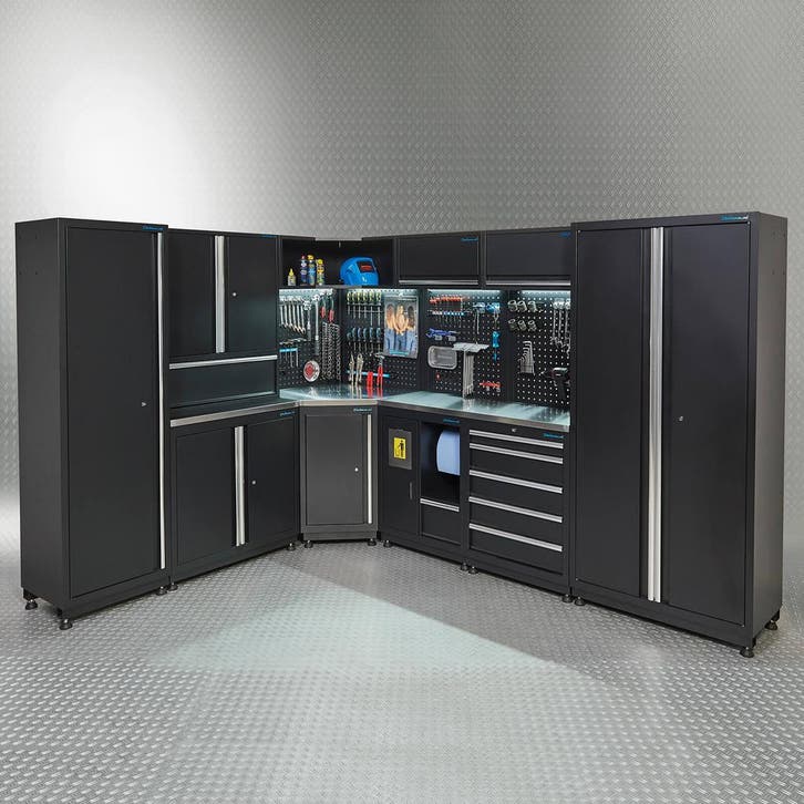 Datona Werkplaatsinrichting PREMIUM met RVS werkblad 560 cm, Bricolage & Construction, Établis, Enlèvement ou Envoi