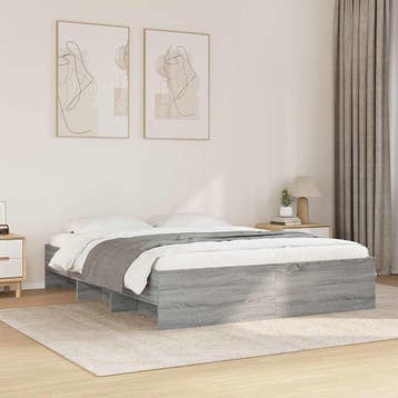 vidaXL Bedframe zonder matras 160x200 cm spaanplaat grijs, Huis en Inrichting, Verzenden, Nieuw