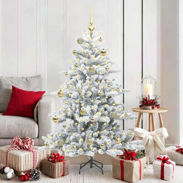 vidaXL Kunstmatige Hinged Kerstboom Wit 150 cm PVC en Staal, Verzenden, Nieuw