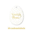 10x Cadeaulabel - VROLIJK PASEN - wit - goudfolie - paase..., Ophalen of Verzenden, Nieuw