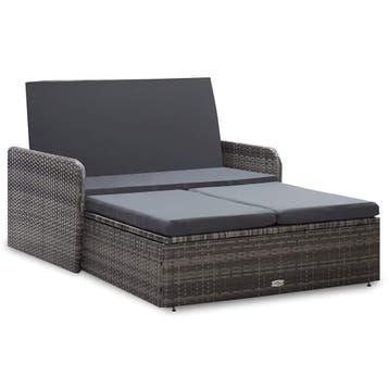 vidaXL 2-delige Loungeset met kussens poly rattan grijs, Tuin en Terras, Verzenden, Nieuw, Loungeset